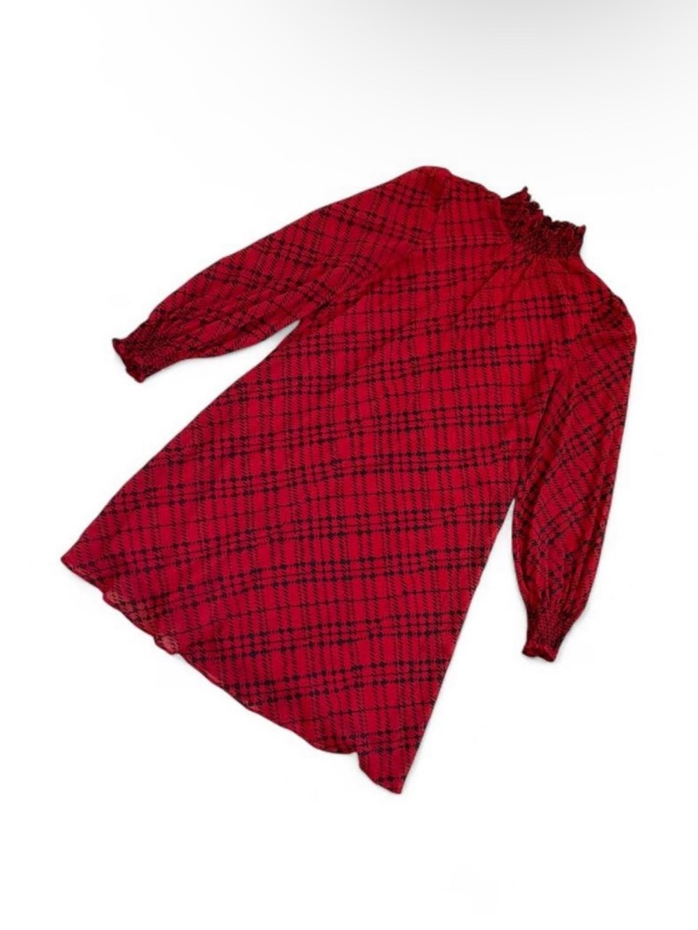 Tommy Hilfiger Red and Black Smocked Neck Blouse - Picture 5 of 5